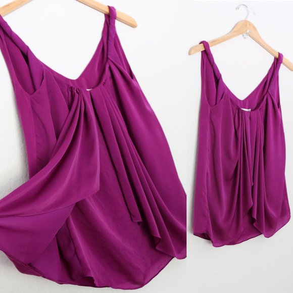 Diane Von Furstenberg DVF Pepe Twist Shoulder Pleated Layered Tank Top Violet 2 - Picture 1 of 12